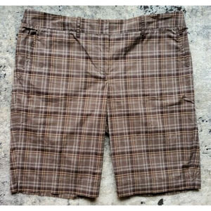 BCBG Max Azria Womens Size 10 Meg The Bermuda Brown Stretch Plaid Shorts